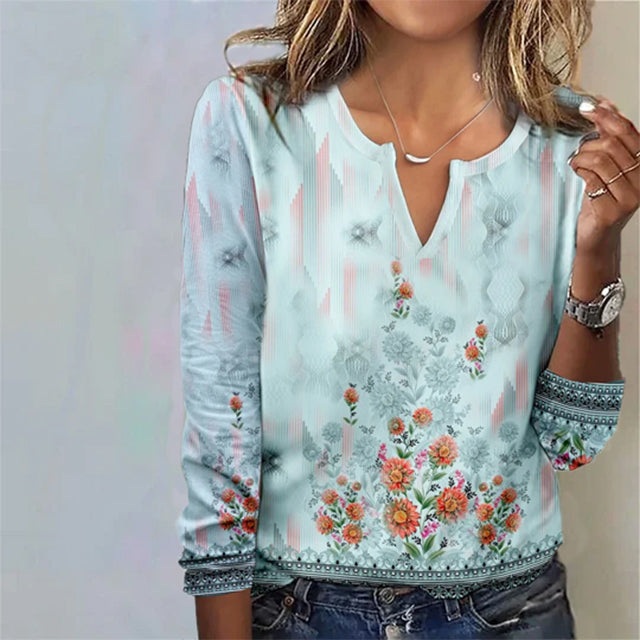 Blouse Décontractée À Imprimé Floral