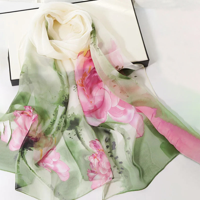 Foulard En Soie À Imprimé Floral