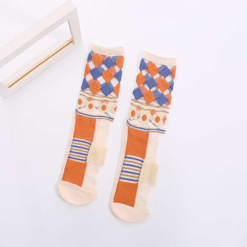 Chaussettes Respirantes En Jacquard Fleuri