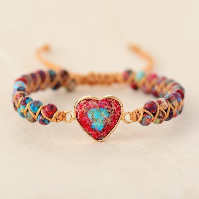 Bracelet Fait Main Coeur En Pierre Naturelle