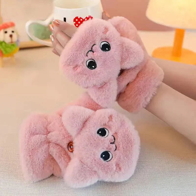Gants Chauds En Peluche De Dessin Animé
